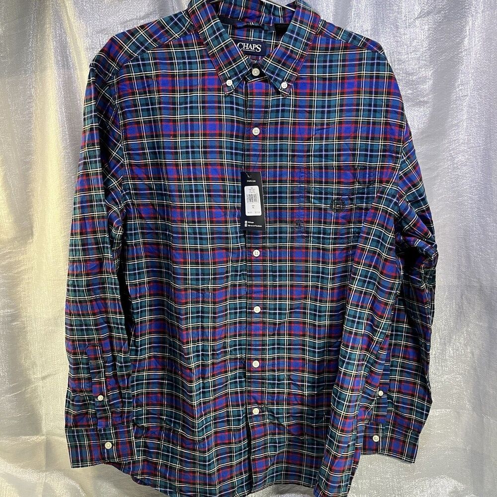 CHAPS Ralph Lauren Holiday Christmas Colors Flannel Buttons Down Men's XL *NEW*